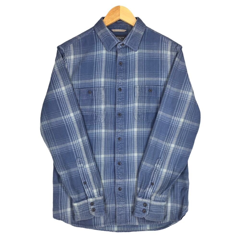 WALLIN & BROS BLUE PLAID BUTTON‑UP SHIRT – 100% COTTON – MEN'S SIZE MEDIUM